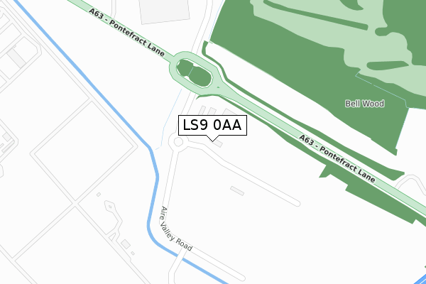 LS9 0AA map - large scale - OS Open Zoomstack (Ordnance Survey)
