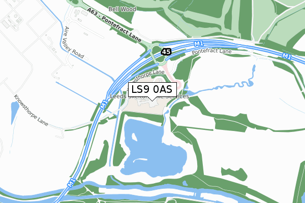 LS9 0AS map - small scale - OS Open Zoomstack (Ordnance Survey)