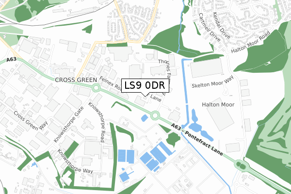 LS9 0DR map - small scale - OS Open Zoomstack (Ordnance Survey)
