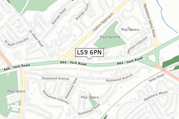 LS9 6PN map - large scale - OS Open Zoomstack (Ordnance Survey)