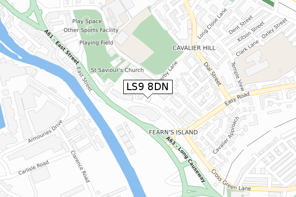 LS9 8DN map - large scale - OS Open Zoomstack (Ordnance Survey)