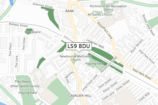 LS9 8DU map - large scale - OS Open Zoomstack (Ordnance Survey)