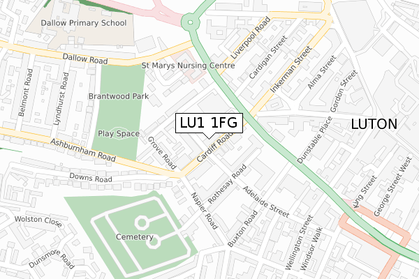 LU1 1FG map - large scale - OS Open Zoomstack (Ordnance Survey) LU1 1FG map - large scale - OS Open Zoomstack (Ordnance Survey)