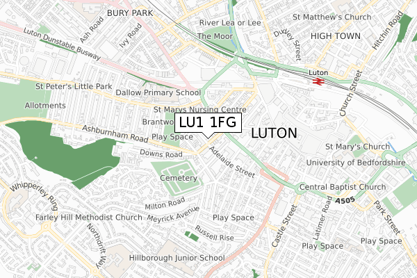 LU1 1FG map - small scale - OS Open Zoomstack (Ordnance Survey) LU1 1FG map - small scale - OS Open Zoomstack (Ordnance Survey)