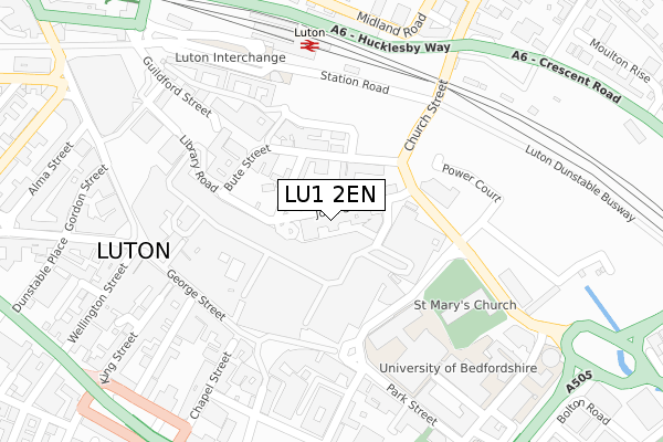 LU1 2EN map - large scale - OS Open Zoomstack (Ordnance Survey)