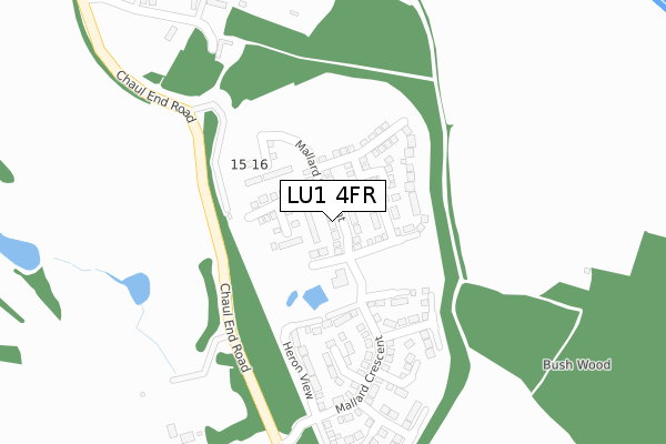 LU1 4FR map - large scale - OS Open Zoomstack (Ordnance Survey)