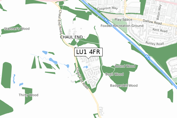 LU1 4FR map - small scale - OS Open Zoomstack (Ordnance Survey)