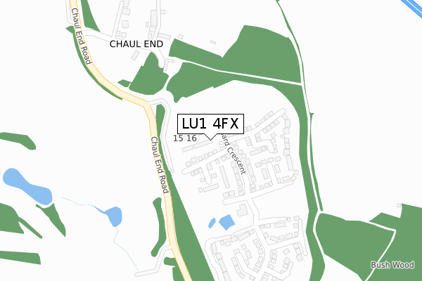 LU1 4FX map - large scale - OS Open Zoomstack (Ordnance Survey)