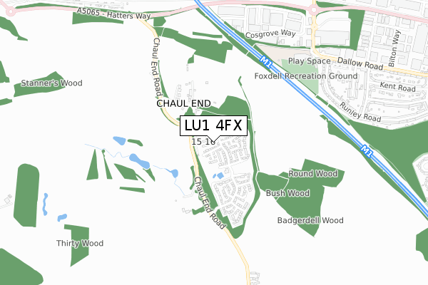 LU1 4FX map - small scale - OS Open Zoomstack (Ordnance Survey)