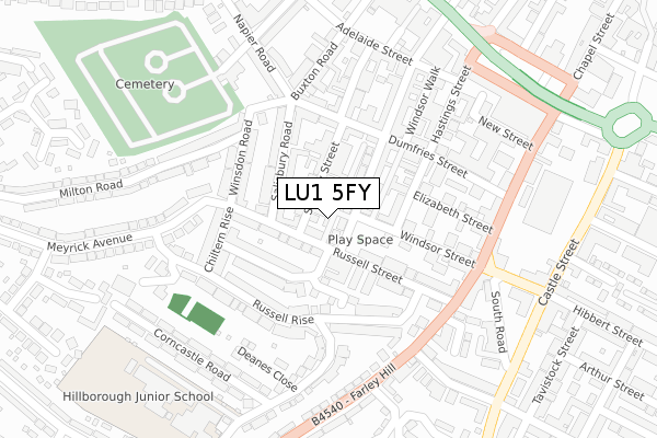 LU1 5FY map - large scale - OS Open Zoomstack (Ordnance Survey) LU1 5FY map - large scale - OS Open Zoomstack (Ordnance Survey)