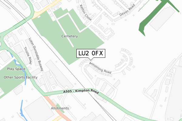LU2 0FX map - large scale - OS Open Zoomstack (Ordnance Survey)