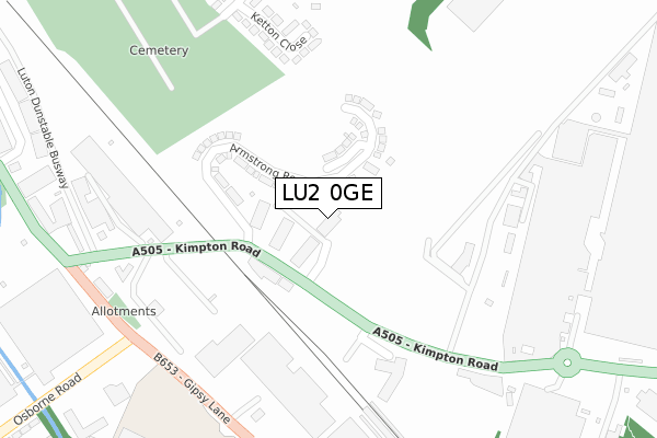 LU2 0GE map - large scale - OS Open Zoomstack (Ordnance Survey)