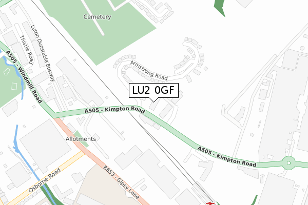 LU2 0GF map - large scale - OS Open Zoomstack (Ordnance Survey)