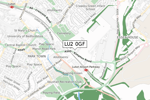LU2 0GF map - small scale - OS Open Zoomstack (Ordnance Survey)