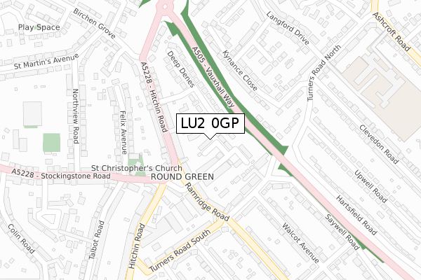 LU2 0GP map - large scale - OS Open Zoomstack (Ordnance Survey)
