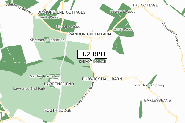 LU2 8PH map - small scale - OS Open Zoomstack (Ordnance Survey)