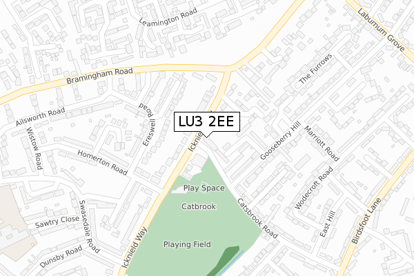 LU3 2EE map - large scale - OS Open Zoomstack (Ordnance Survey)