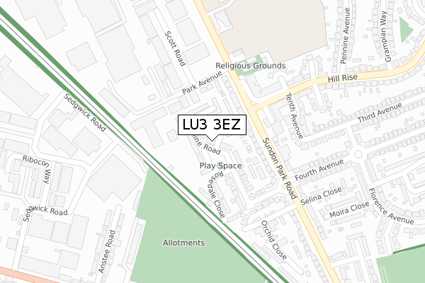 LU3 3EZ map - large scale - OS Open Zoomstack (Ordnance Survey)