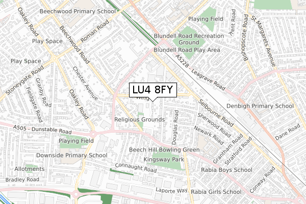 LU4 8FY map - small scale - OS Open Zoomstack (Ordnance Survey)