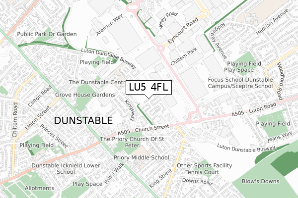 LU5 4FL map - small scale - OS Open Zoomstack (Ordnance Survey)