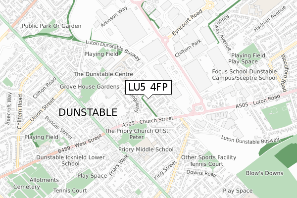 LU5 4FP map - small scale - OS Open Zoomstack (Ordnance Survey)