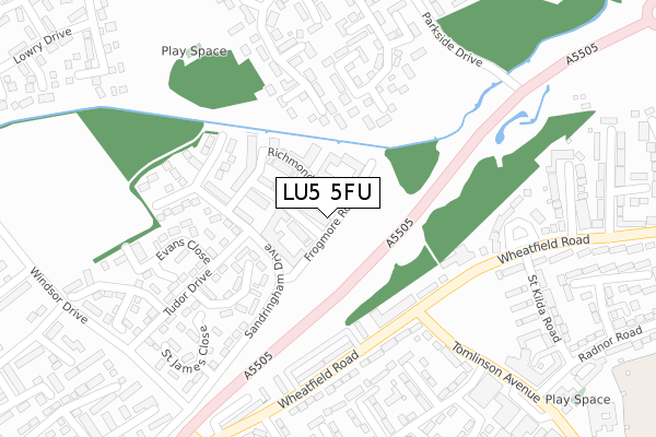 LU5 5FU map - large scale - OS Open Zoomstack (Ordnance Survey)