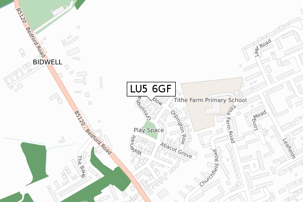 LU5 6GF map - large scale - OS Open Zoomstack (Ordnance Survey)