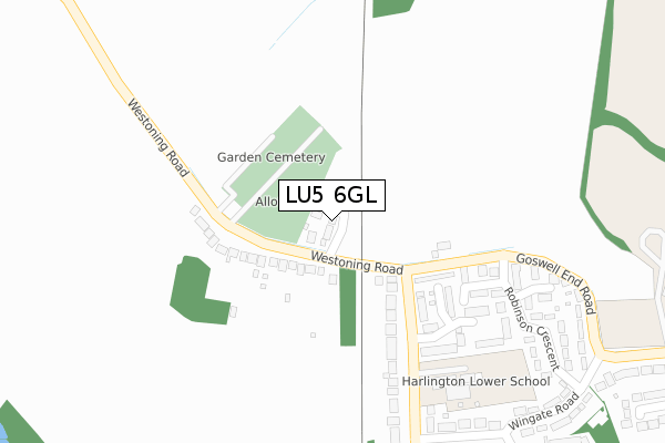 LU5 6GL map - large scale - OS Open Zoomstack (Ordnance Survey)