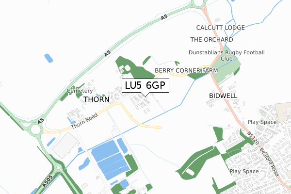 LU5 6GP map - small scale - OS Open Zoomstack (Ordnance Survey)