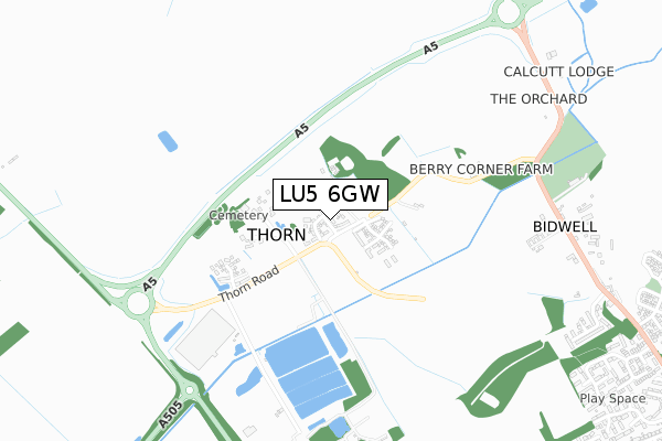 LU5 6GW map - small scale - OS Open Zoomstack (Ordnance Survey)