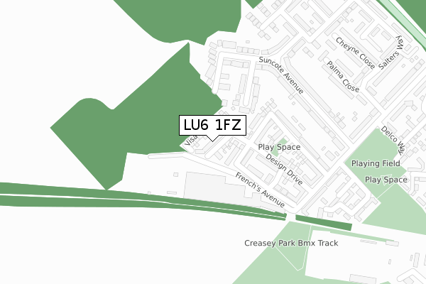 LU6 1FZ map - large scale - OS Open Zoomstack (Ordnance Survey)
