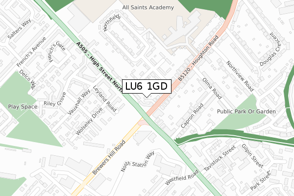 LU6 1GD map - large scale - OS Open Zoomstack (Ordnance Survey)