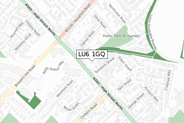 LU6 1GQ map - large scale - OS Open Zoomstack (Ordnance Survey)