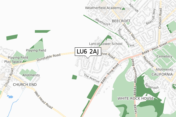 LU6 2AJ map - small scale - OS Open Zoomstack (Ordnance Survey) LU6 2AJ map - small scale - OS Open Zoomstack (Ordnance Survey)