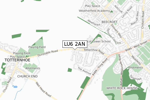 LU6 2AN map - small scale - OS Open Zoomstack (Ordnance Survey)