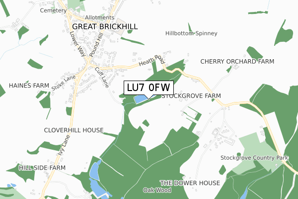 LU7 0FW map - small scale - OS Open Zoomstack (Ordnance Survey)