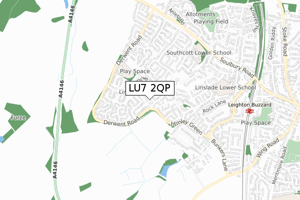 LU7 2QP map - small scale - OS Open Zoomstack (Ordnance Survey)