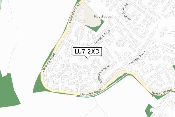 LU7 2XD map - large scale - OS Open Zoomstack (Ordnance Survey)
