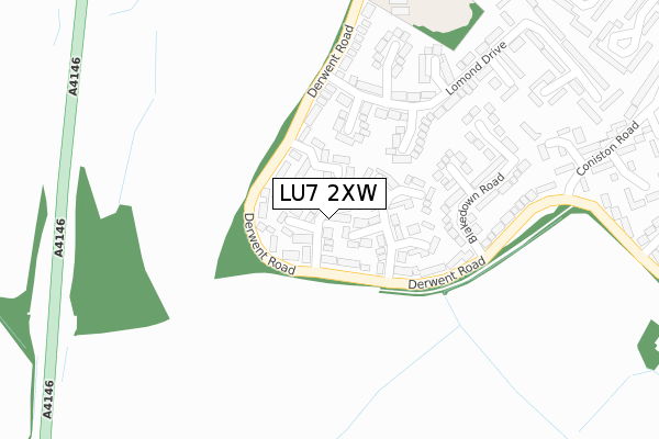 LU7 2XW map - large scale - OS Open Zoomstack (Ordnance Survey)