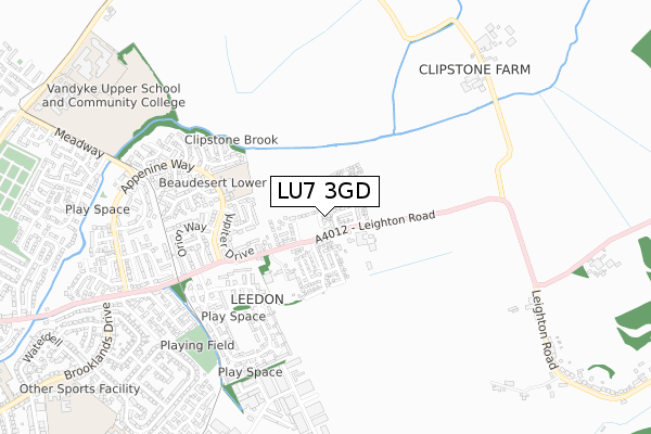 LU7 3GD map - small scale - OS Open Zoomstack (Ordnance Survey)
