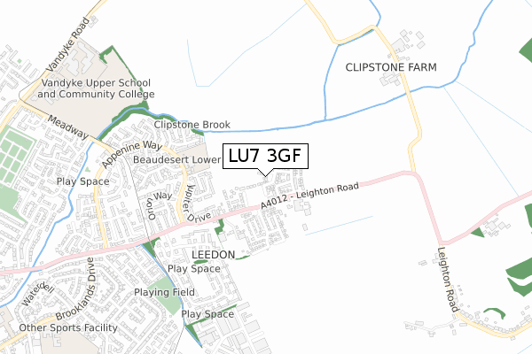LU7 3GF map - small scale - OS Open Zoomstack (Ordnance Survey)