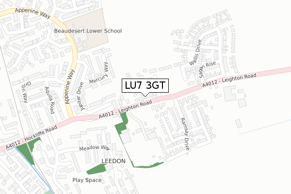 LU7 3GT map - large scale - OS Open Zoomstack (Ordnance Survey)