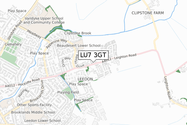LU7 3GT map - small scale - OS Open Zoomstack (Ordnance Survey)