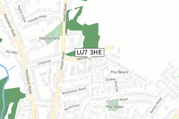 LU7 3HE map - large scale - OS Open Zoomstack (Ordnance Survey)