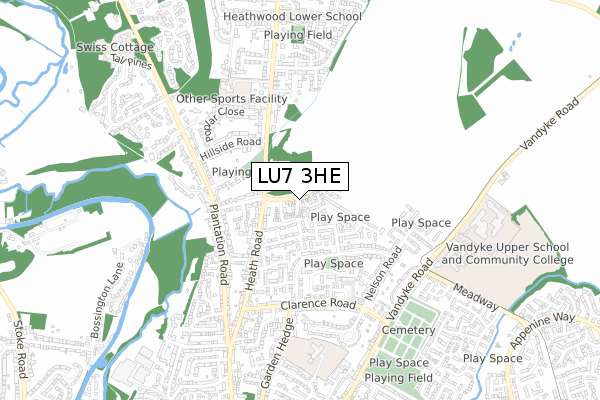 LU7 3HE map - small scale - OS Open Zoomstack (Ordnance Survey)