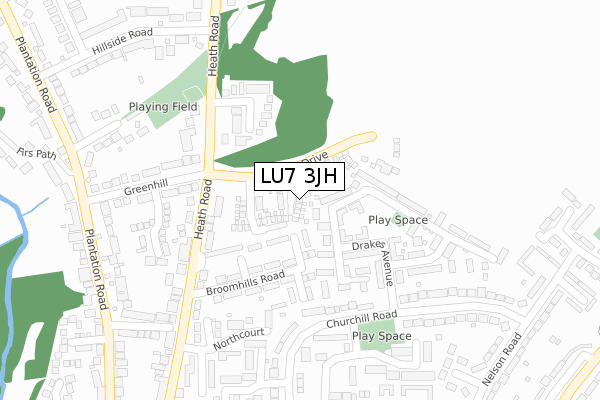 LU7 3JH map - large scale - OS Open Zoomstack (Ordnance Survey)