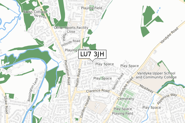 LU7 3JH map - small scale - OS Open Zoomstack (Ordnance Survey)