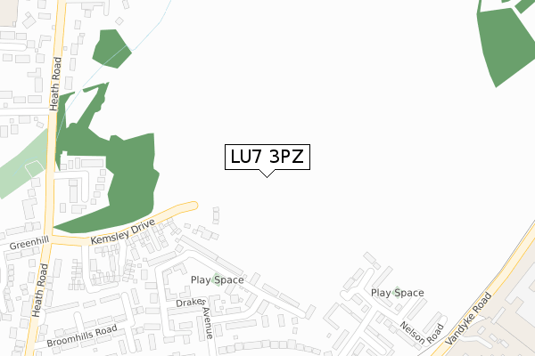LU7 3PZ map - large scale - OS Open Zoomstack (Ordnance Survey)