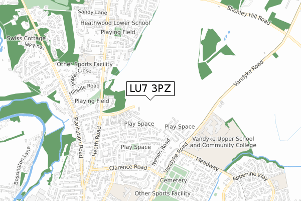 LU7 3PZ map - small scale - OS Open Zoomstack (Ordnance Survey) LU7 3PZ map - small scale - OS Open Zoomstack (Ordnance Survey)