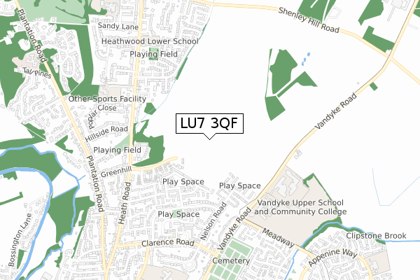 LU7 3QF map - small scale - OS Open Zoomstack (Ordnance Survey)